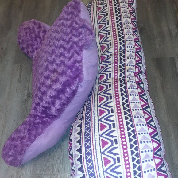 Purple/White Aztec Design Body Pillow & Purple Plush Poodle Bed Rest Pillow - Picture 1 of 13